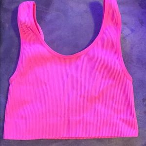 neon pink cropped tank